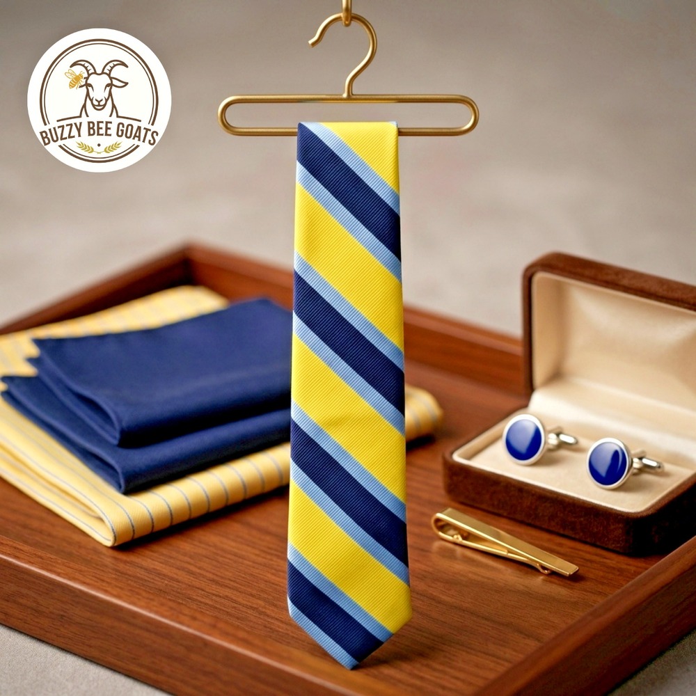 IZOD Silk Necktie Navy Blue Yellow Striped Repp Tie Mens Classic Preppy Business